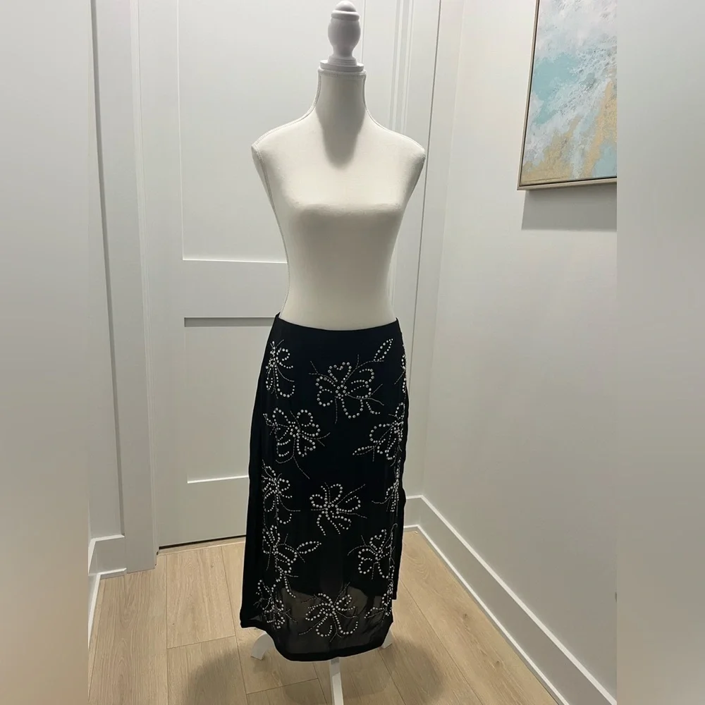 J. Crew Collection Embellished Crystal Slip Skirt $298 CF754 NEW size 8 sheer